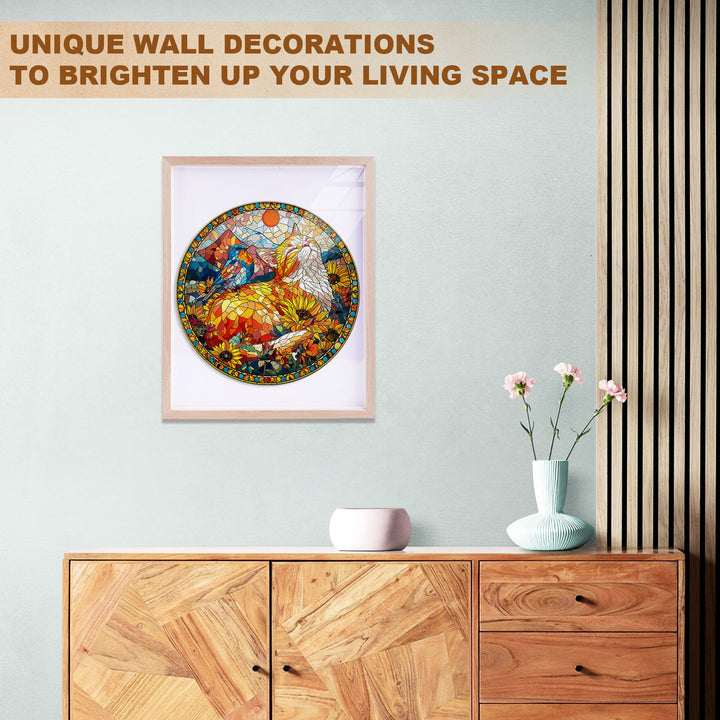 Colored Window Cat Wooden Jigsaw Puzzle