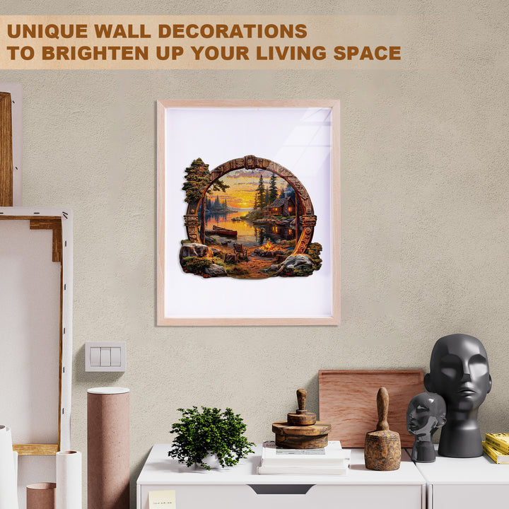 Lakeside sunset Wooden Jigsaw Puzzle