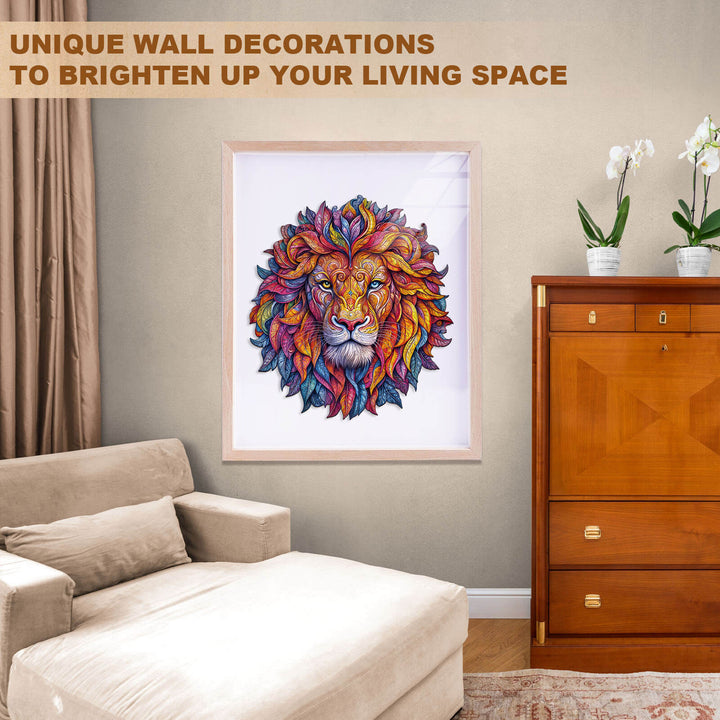 Rompecabezas de madera con diseño de león vívido