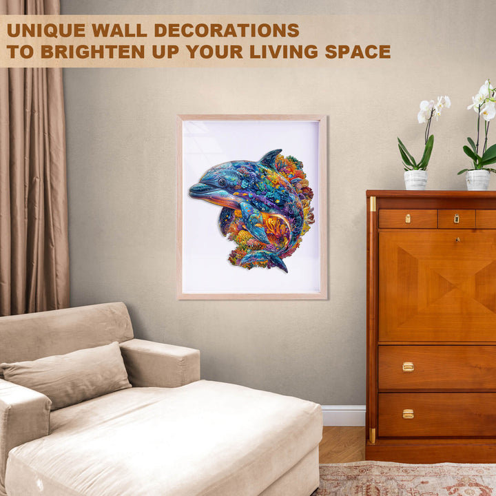 Bubble dolphin Wooden Jigsaw Puzzle