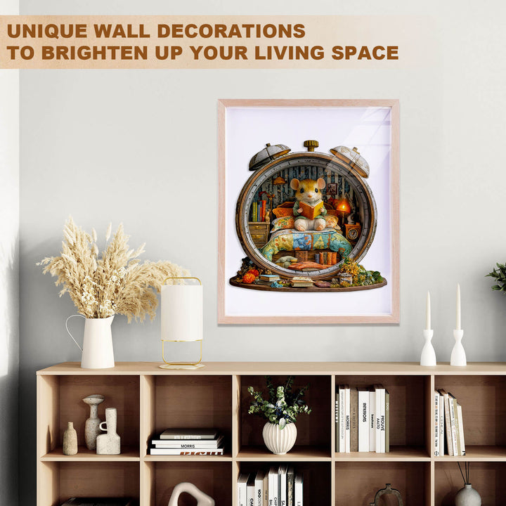 Alarm clock mouse Wooden Jigsaw Puzzle