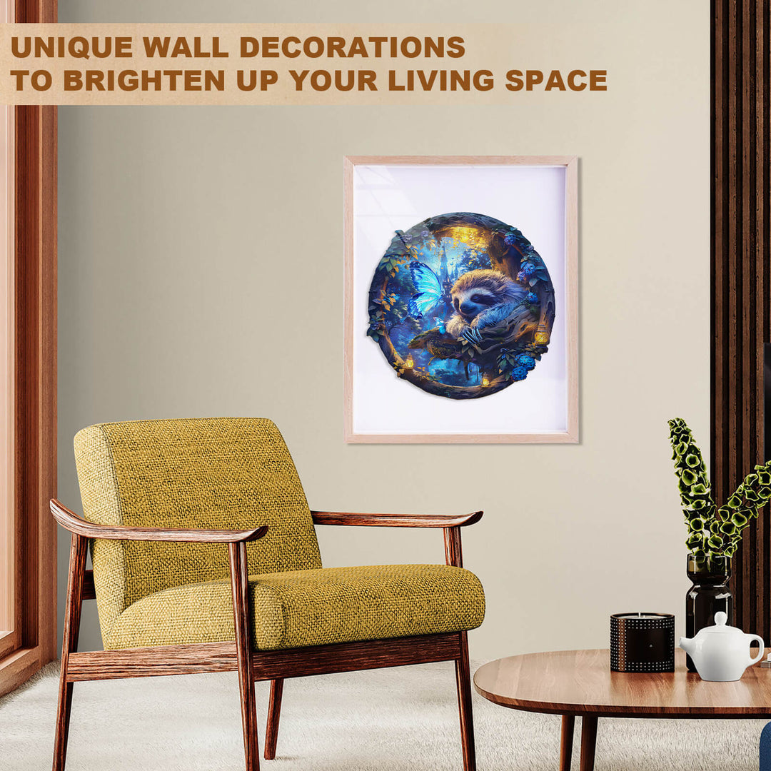 Butterfly and Sloth-2 Wooden Jigsaw Puzzle