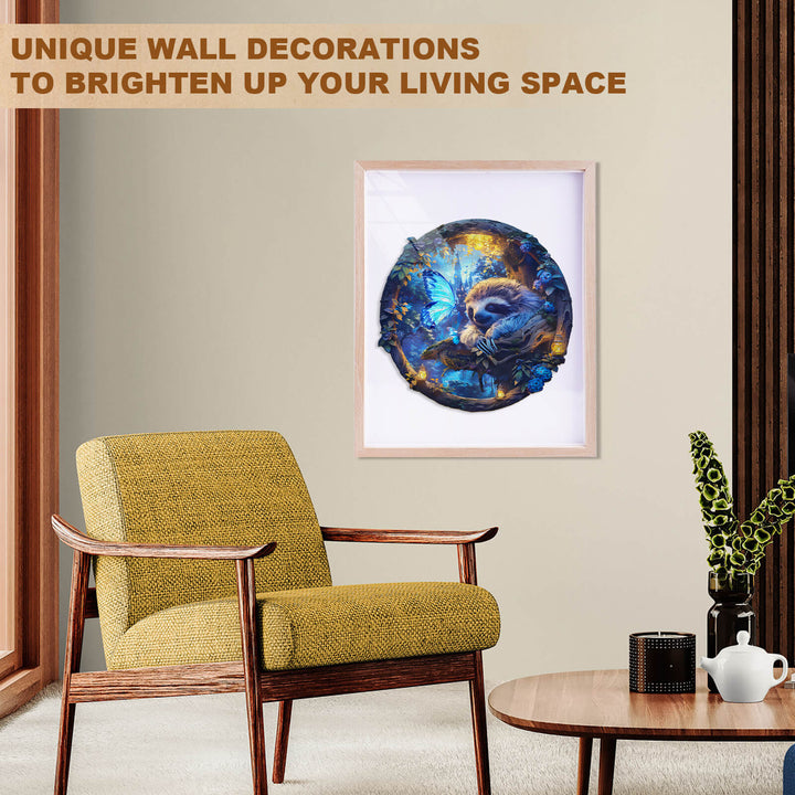 Butterfly and Sloth-2 Wooden Jigsaw Puzzle