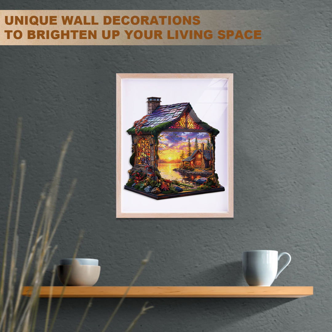 Sunset Cottage Wooden Jigsaw Puzzle