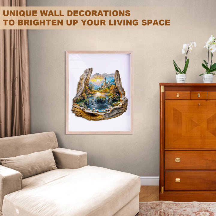 Beautiful nature-themed wall art in a cozy living room, enhancing the decor and ambiance.