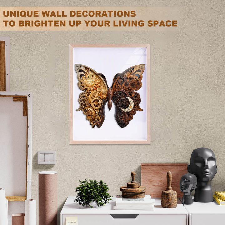 Yin Yang butterfly wooden wall art, unique home decor to brighten your living space with intricate design.