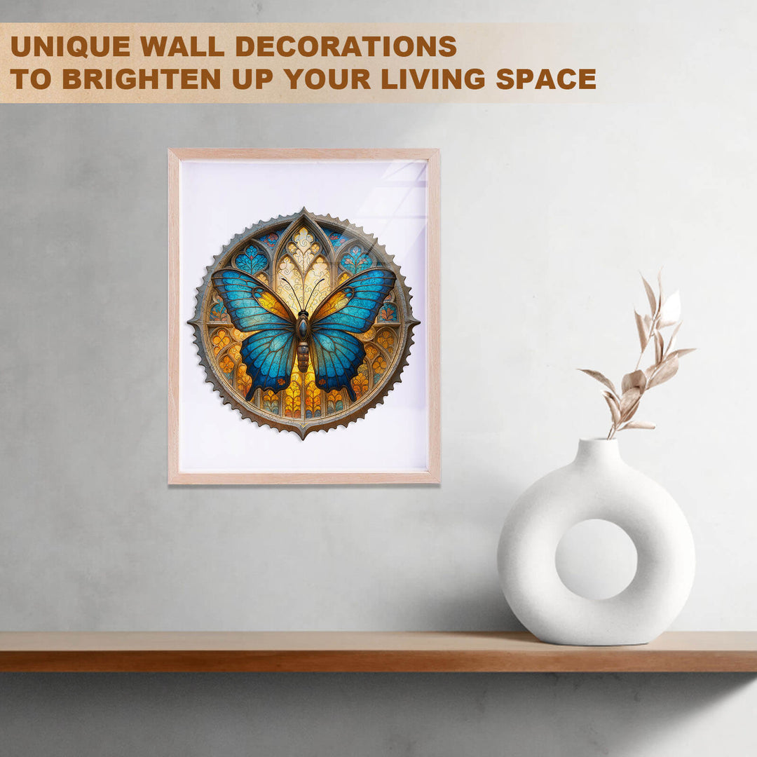 Colorful window butterfly Wooden Jigsaw Puzzle