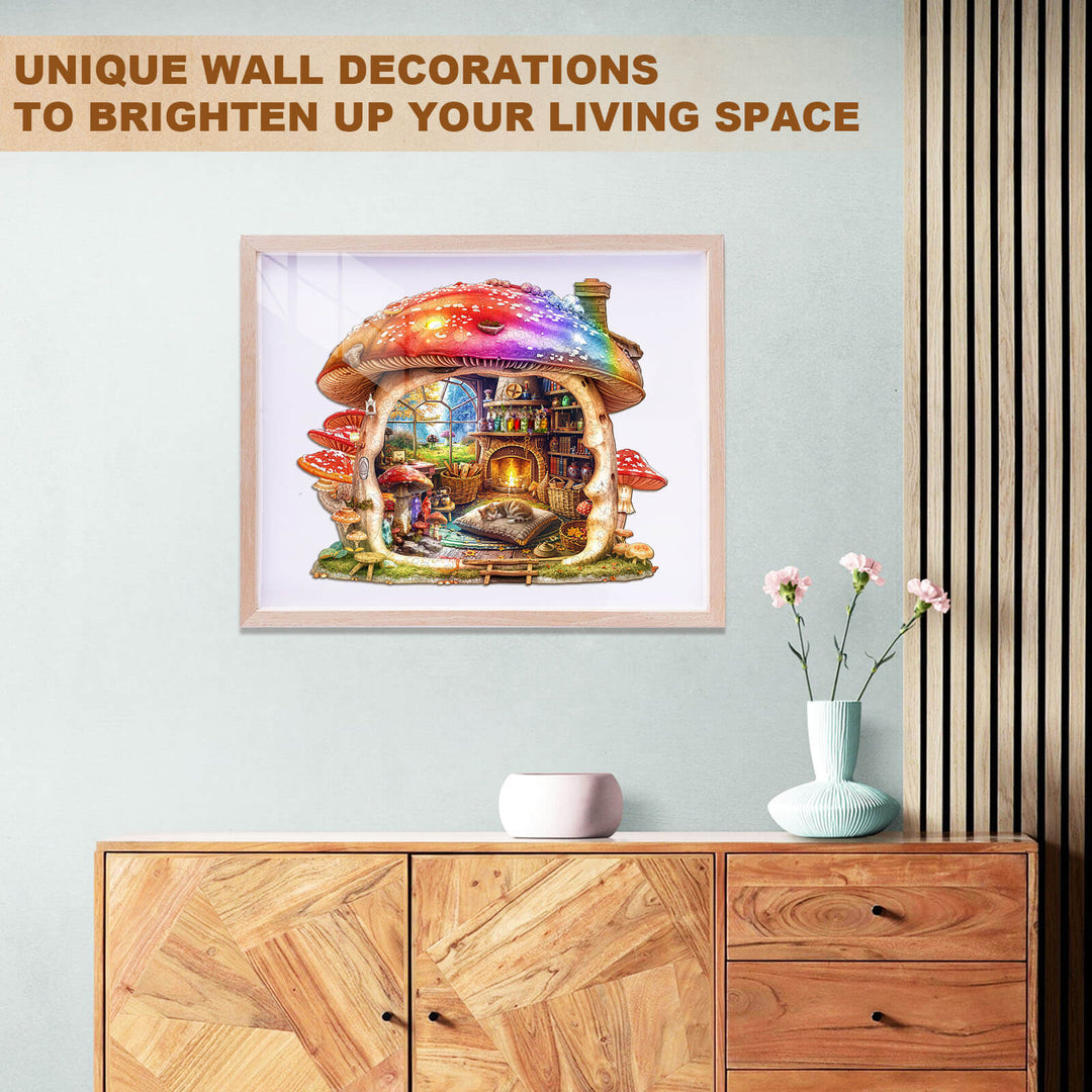 Rainbow Mushroom House Wooden Jigsaw Puzzle