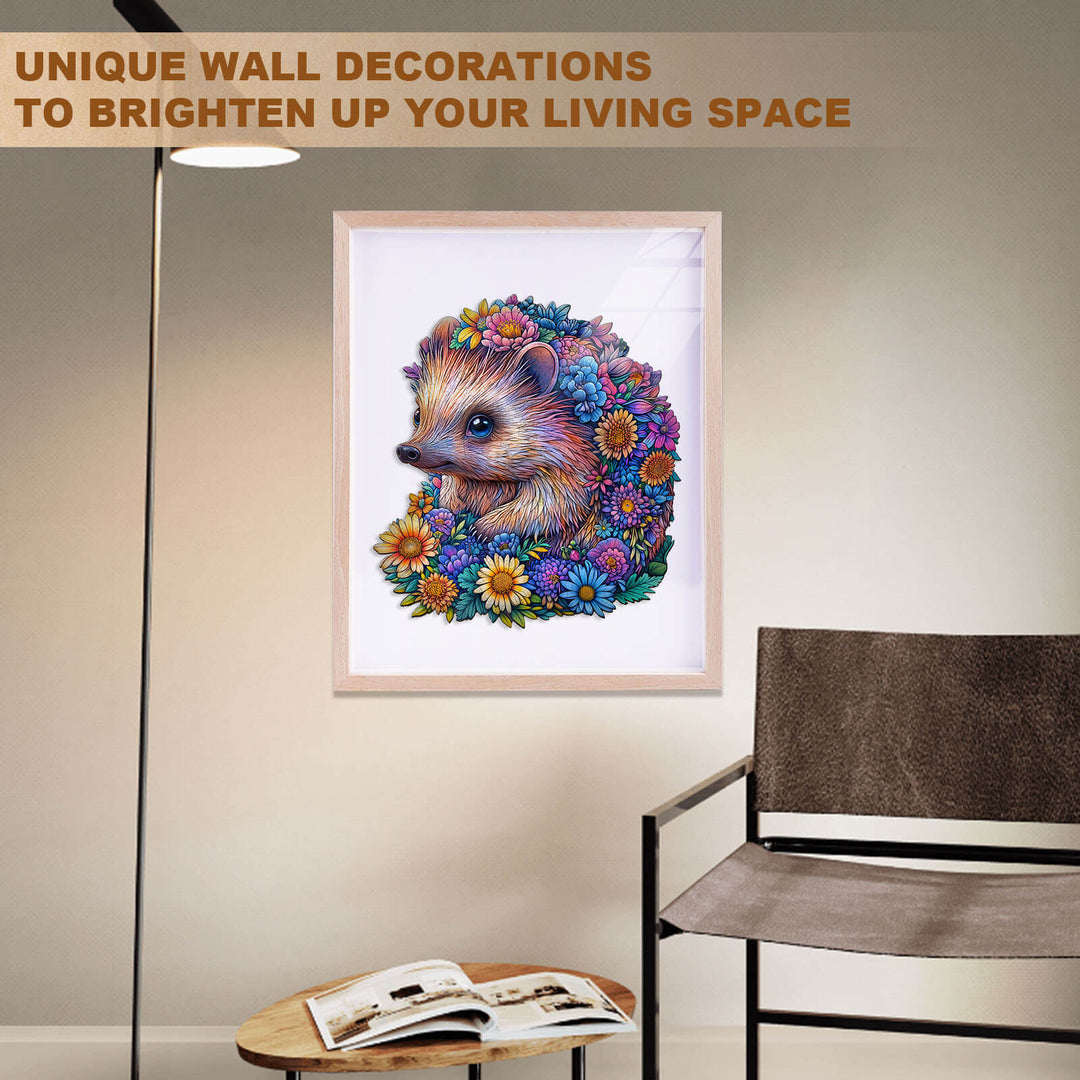 Flower ball hedgehog Wooden Jigsaw Puzzle