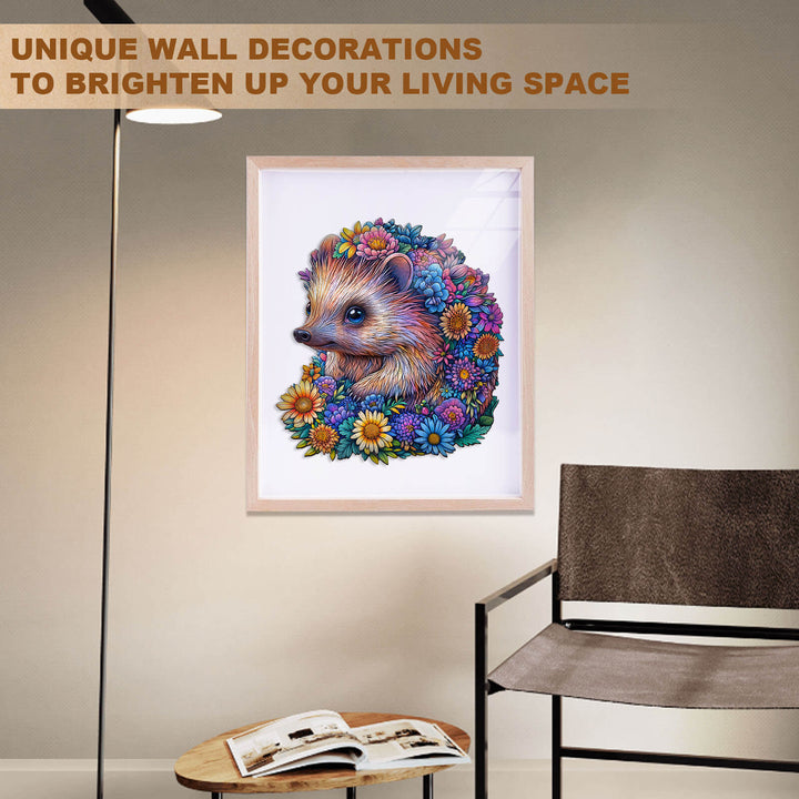 Flower ball hedgehog Wooden Jigsaw Puzzle