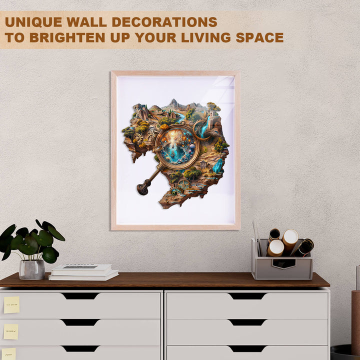 Framed unique wall art featuring a vibrant nature scene, enhancing living space decor with eye-catching designs.