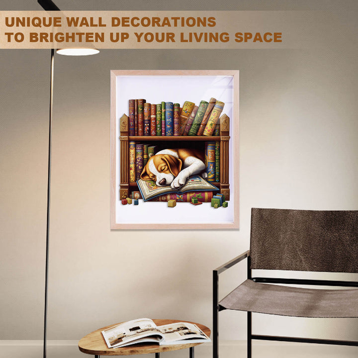 Sleep Library-Dog Wooden Jigsaw Puzzle