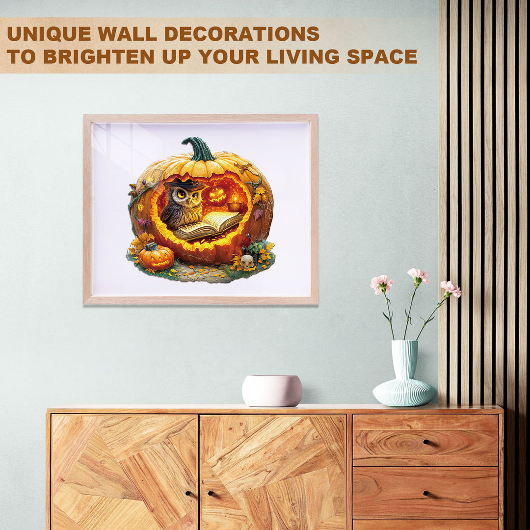 Halloween Pumpkin Owl Wooden Jigsaw Puzzle