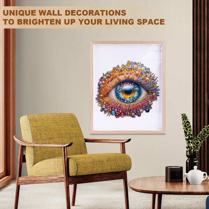 Puzzle en bois avec yeux en pierres précieuses