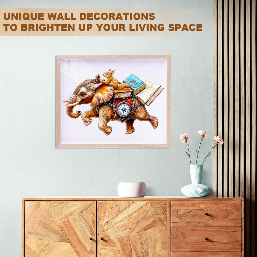 adventurous elephant-1 Wooden Jigsaw Puzzle
