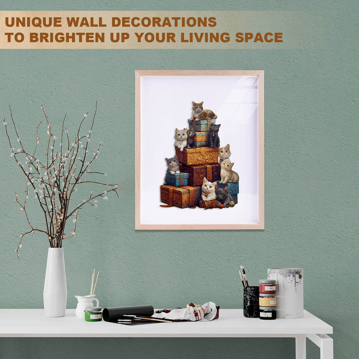 Gifts and cats Wooden Jigsaw Puzzle