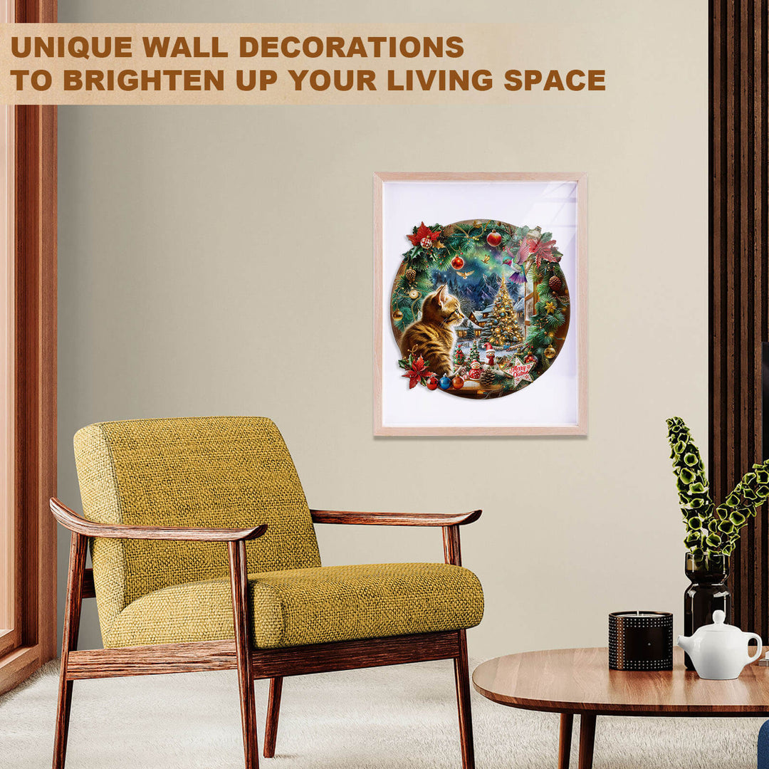 Christmas Is a Cat Wooden Jigsaw Puzzle