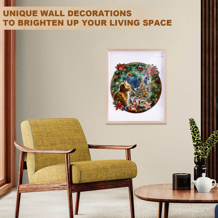 Christmas Is a Cat Wooden Jigsaw Puzzle