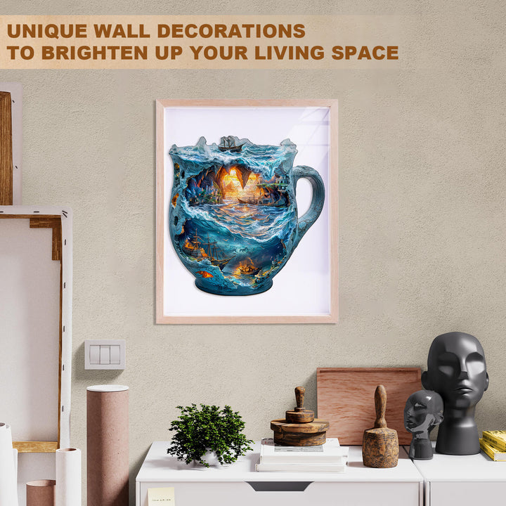 Beautiful sea navigation mug puzzle art as wall decoration, enhancing your living space with creative design.
