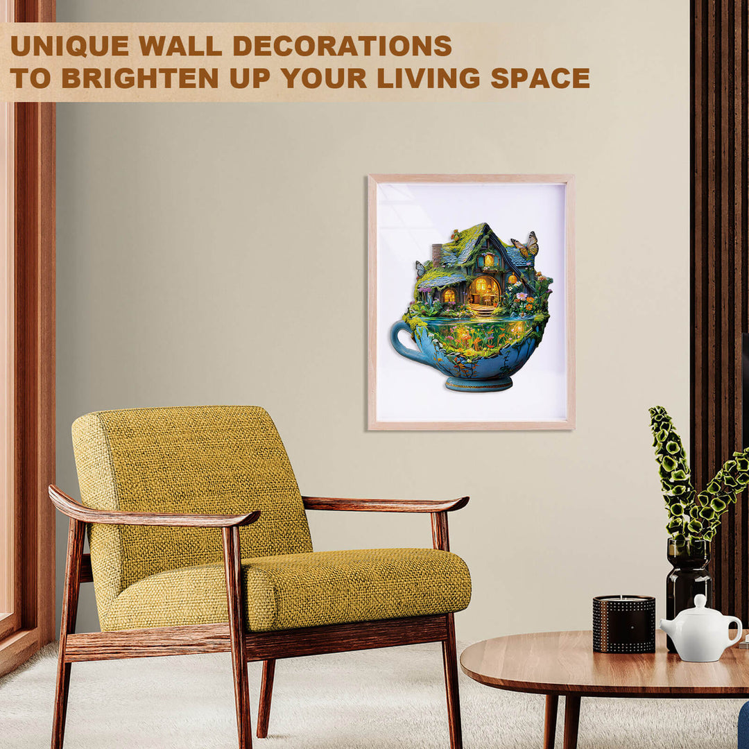 Green Field mug jigsaw puzzle art print, unique wall decoration for a bright living space.