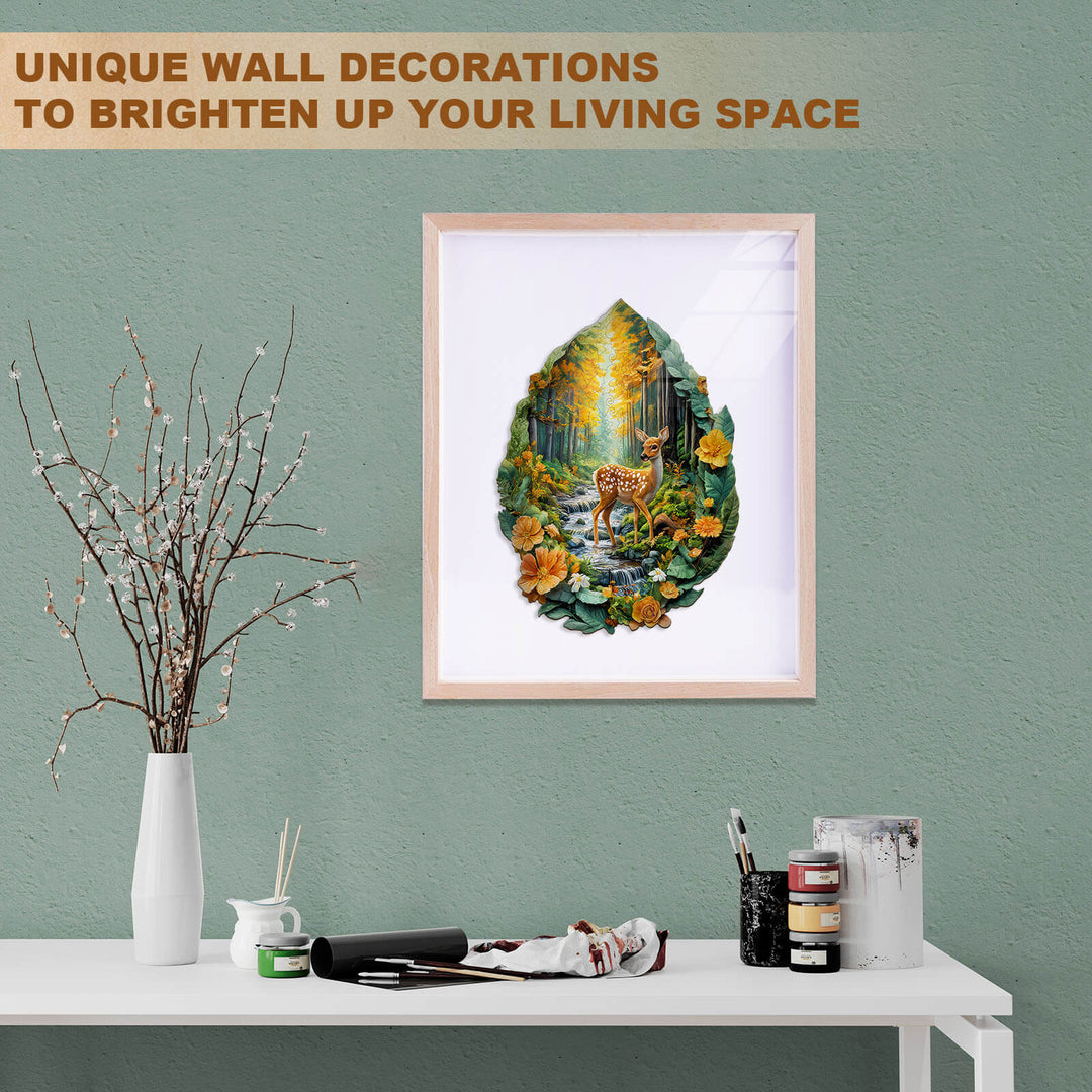 Leaf Forest deer Wooden Jigsaw Puzzle