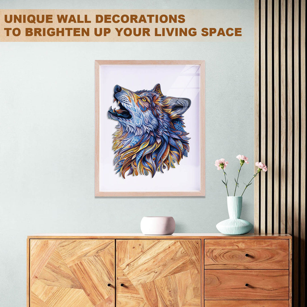 Zen blues Wolf Wooden Jigsaw Puzzle