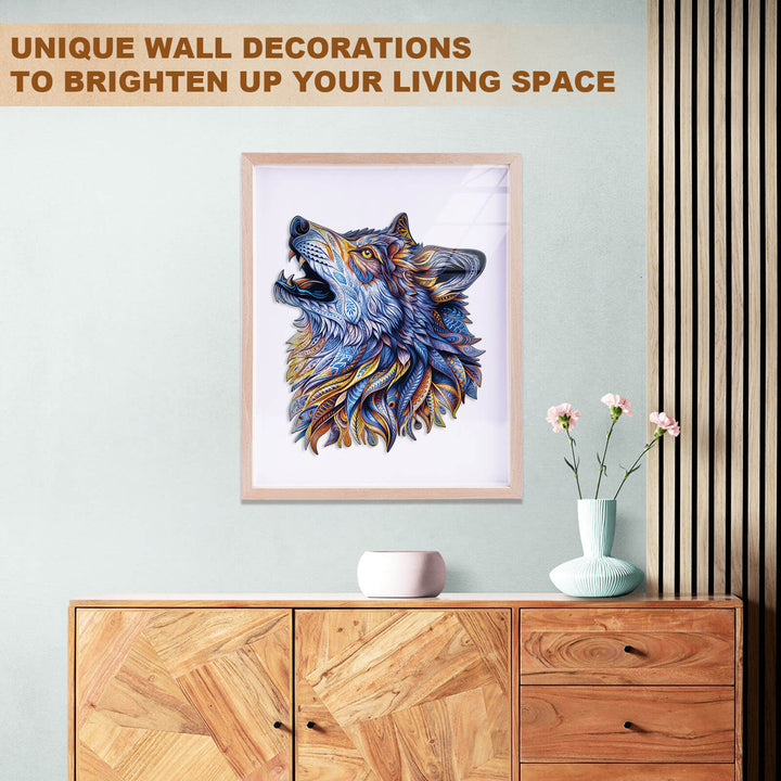 Zen blues Wolf Wooden Jigsaw Puzzle