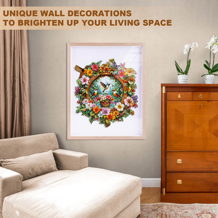 Puzzle en bois Panier de fleurs Colibri