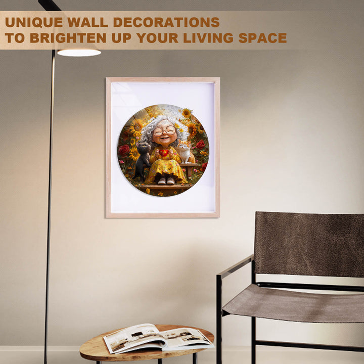 Bright and cheerful wall art featuring a smiling character surrounded by flowers, perfect for enhancing living room decor.