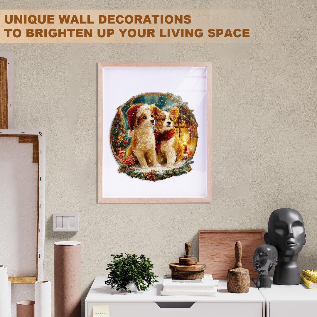 Christmas Puppy Mix Wooden Jigsaw Puzzle