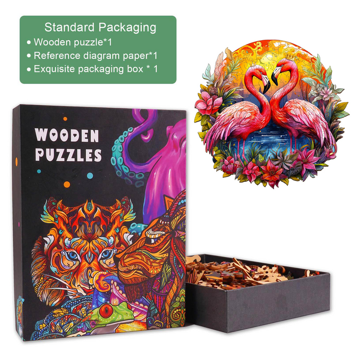 Crowned Flamingo Wooden Jigsaw Puzzle
