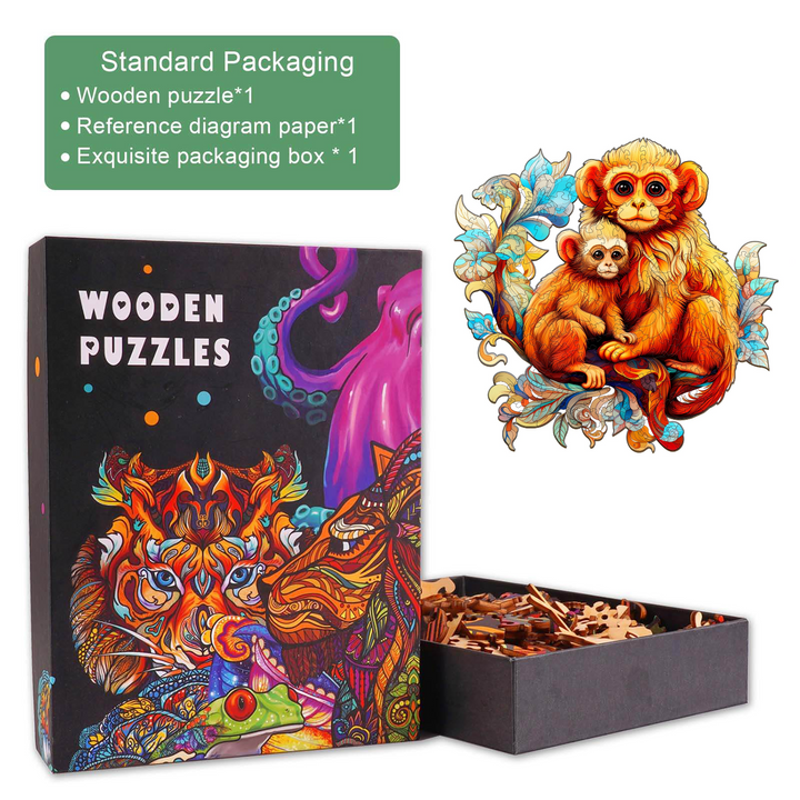 Rhinopithecus Family-1 Wooden Jigsaw Puzzle