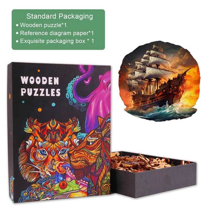 Sailboat At Sunse Wooden Jigsaw Puzzle