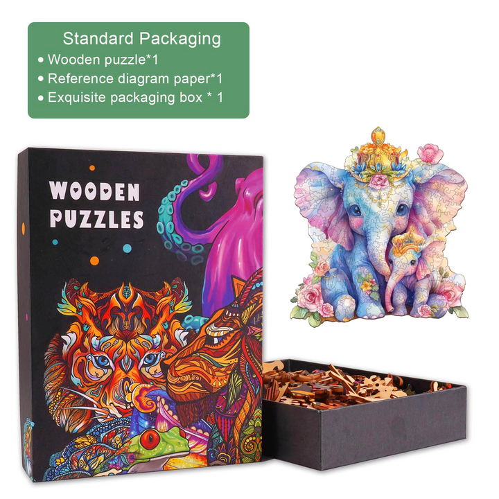 Parent child elephant Wooden Jigsaw Puzzle