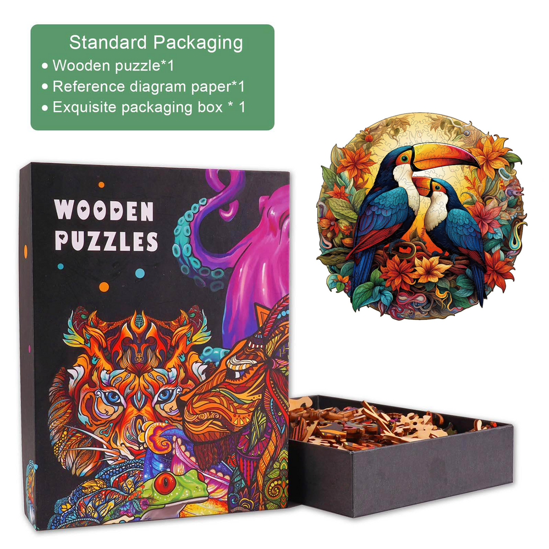 Colorful Toucans Wooden Jigsaw Puzzle