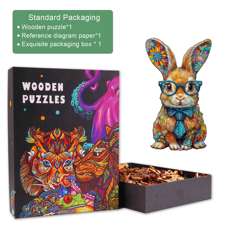Colored bunny Wooden Jigsaw Puzzle