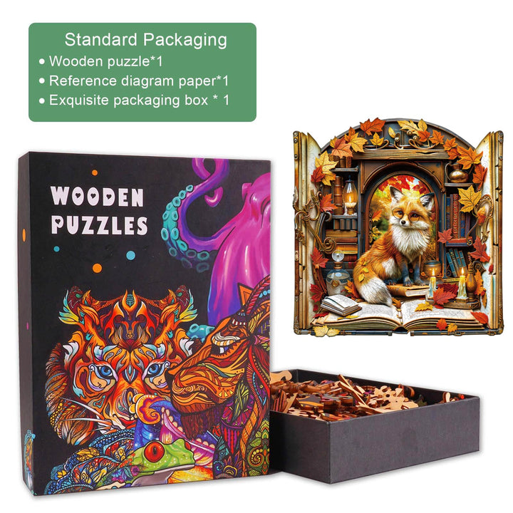 Bookcase Fox Wooden Jigsaw Puzzle
