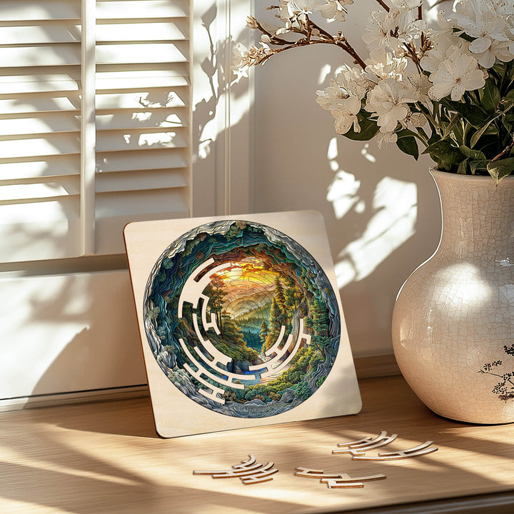 Colorful Maze Puzzle—Green Stream designed for mind games, promoting focus and cognitive skills in a serene setting.