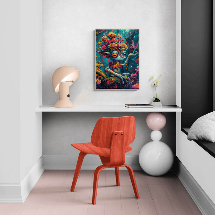 Forest Monster jigsaw puzzle on a stylish workspace shelf with a modern chair and lamp design.