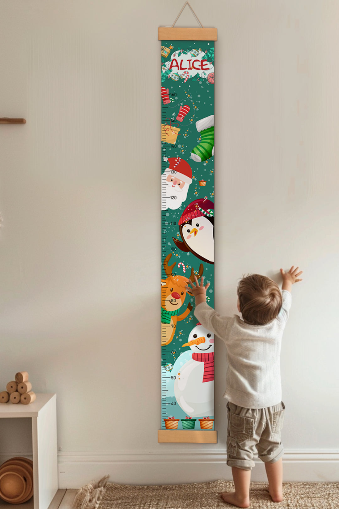 Règle de hauteur en toile suspendue Père Noël personnalisée