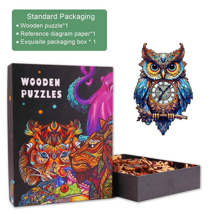 Owl Clocks Wooden Jigsaw Puzzle