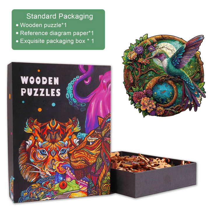 Yin Yang Hummingbird-2 Wooden Jigsaw Puzzle