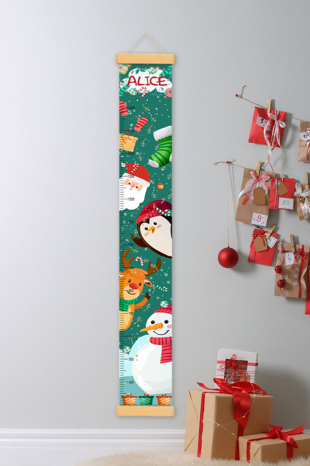 Règle de hauteur en toile suspendue Père Noël personnalisée