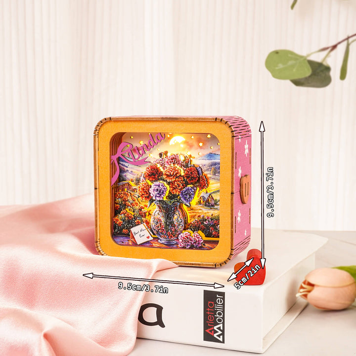 3D wooden puzzle night light kit featuring a colorful floral design, perfect for Mother's Day crafts and home decor.