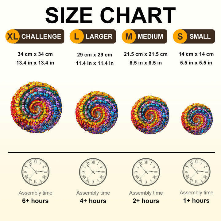 Colorful Swirl Car-1 Wooden Jigsaw Puzzle