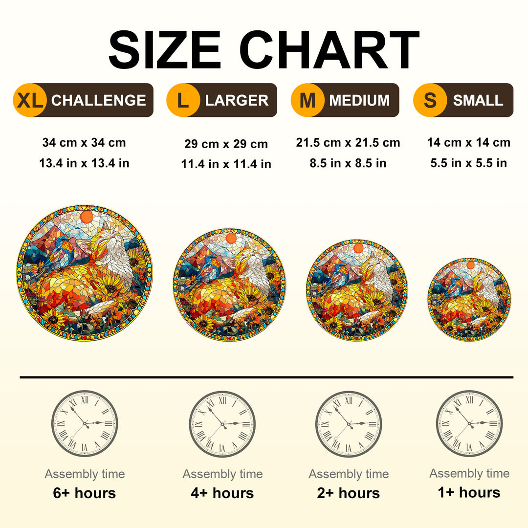 Colored Window Cat Wooden Jigsaw Puzzle