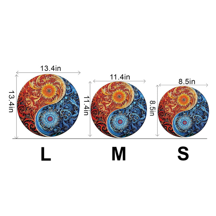 Yellow Blue Yin Yang Wooden Jigsaw Puzzle