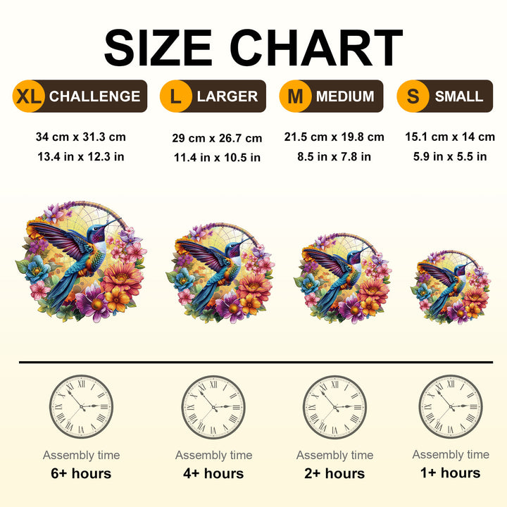 Dreamcatcher hummingbird Wooden Jigsaw Puzzle