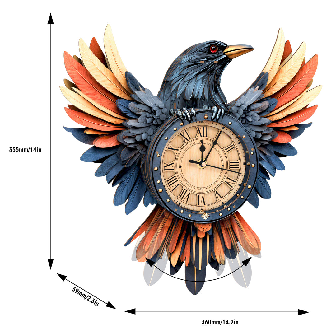 Raven– DIY Wooden Clock, 3D Puzzle Craft Kit
