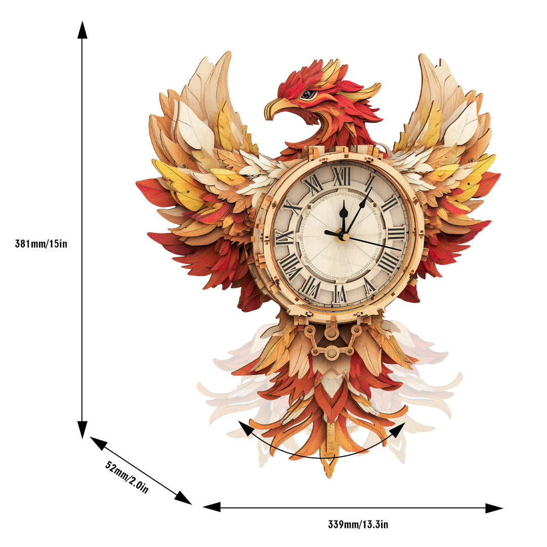 Phoenix– DIY Wooden Clock, 3D Puzzle Craft Kit